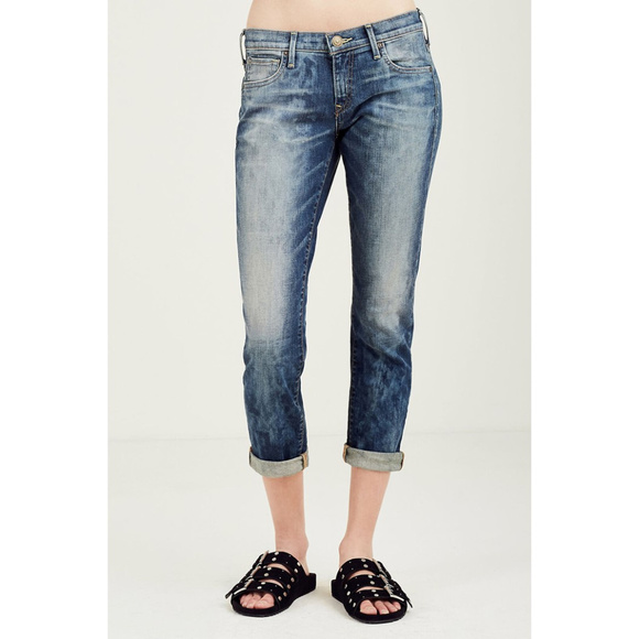 True Religion Women's Cameron Slim Boyfriend Stretch Jeans in Distillery Wash - Picture 1 of 5